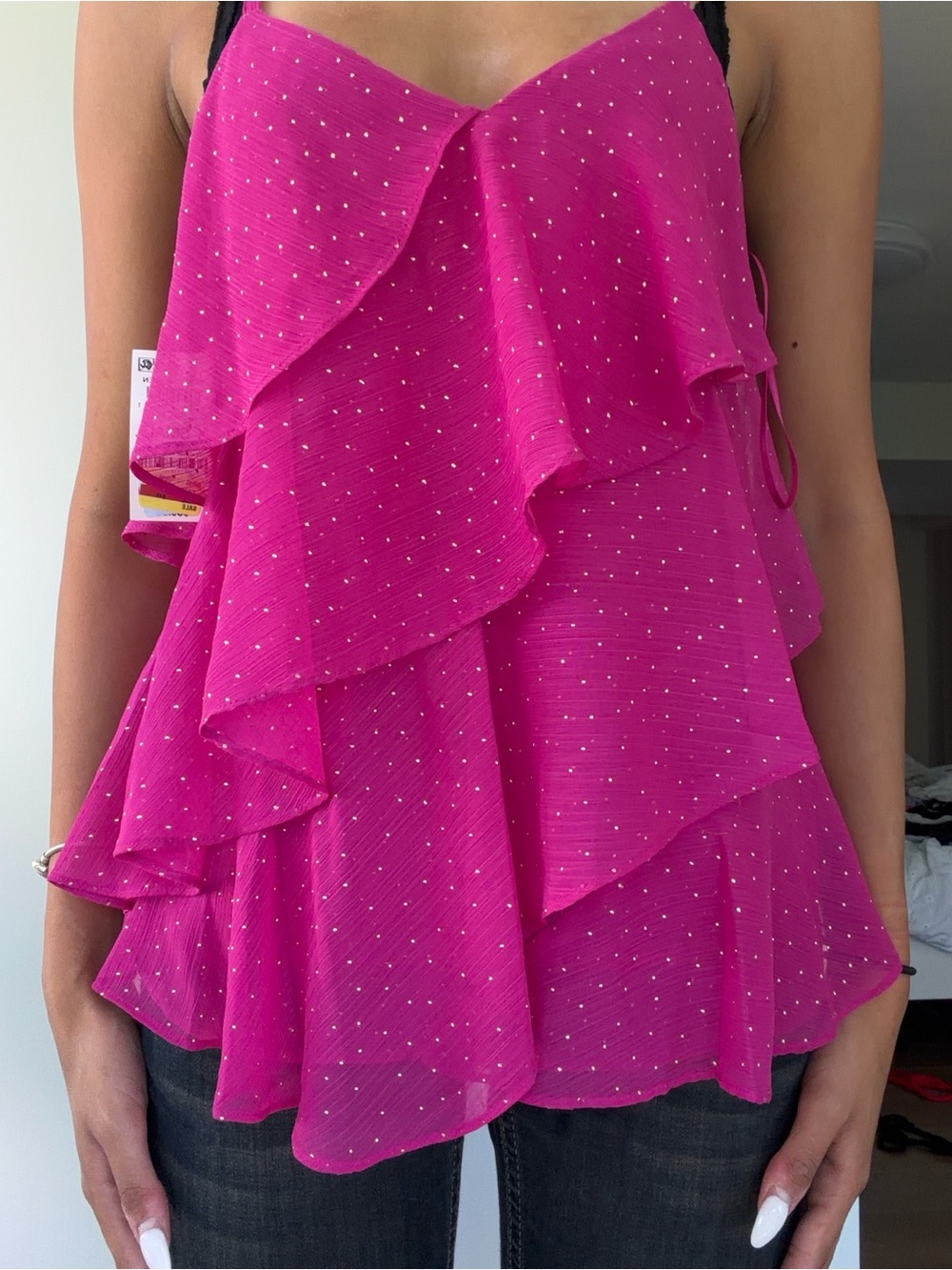 Pink polkadot tank top